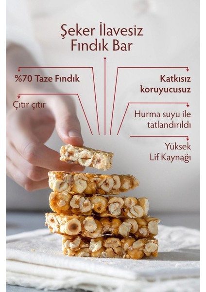 Bercekız Servet Şekerleme Şeker Ilavesiz Fındık Krokan Bar 480 gr (24 x 20 gr) - 24 Lü Paket