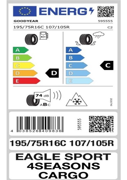 195/75 R16C 107/105R Eagle Sport 4Seasons Cargo Oto Dört Mevsim Lastiği (Üretim Yılı: 2024) fiyatları