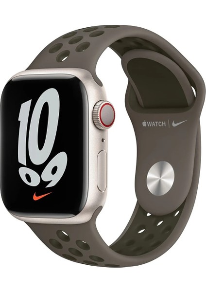 Apple Watch Orijinal Saat Kordonu 41MM Uyumlu Olive Gray/cargo Khaki Nike Sport Band ML873ZM/A