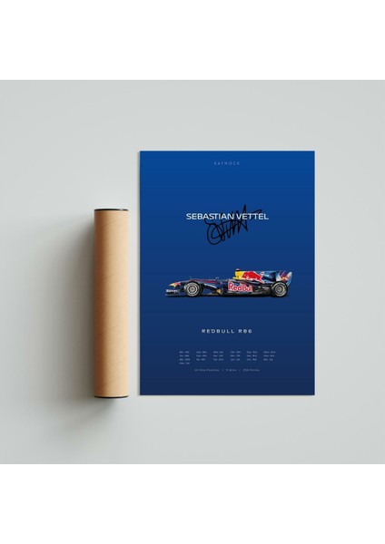 Sebastian Vettel Rb6 Poster Tablo, Red Bull Racing Formula 1, Dijital Tasarım Tablo