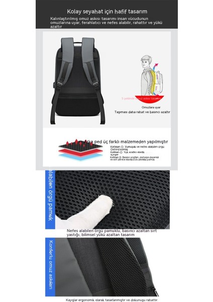 Iş Rahat Bilgisayar Sırt Çantası USB (Yurt Dışından)