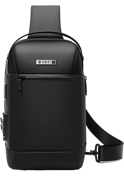 Erkek Crossbody Çanta Iş Anti-Hırsızlık Omuz Çantası Fonksiyonel Rahat Göğüs Çantası USB (Yurt Dışından)