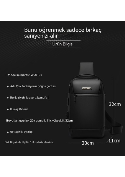 Erkek Crossbody Çanta Iş Anti-Hırsızlık Omuz Çantası Fonksiyonel Rahat Göğüs Çantası USB (Yurt Dışından) fırsatları