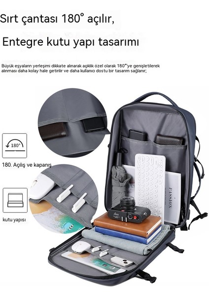 Büyük Kapasiteli Iş Sırt Çantası Rahat Bilgisayar Sırt Çantası USB (Yurt Dışından)