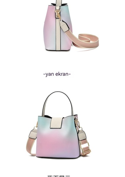Yeni Stil Tatlı Bayan Moda Retro Kadın Çantası Moda Degrade Renk Kova Çanta (Yurt Dışından) modelleri