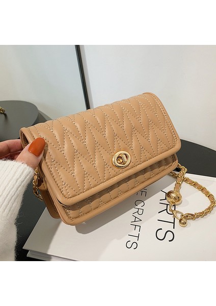 Zincir Moda Küçük Çanta Kadın Yeni Basit Doku Küçük Kare Çanta Internet Ünlü Yabancı Stil Tek Omuz Crossbody Çanta (Yurt Dışından)