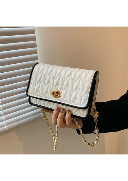 Zincir Moda Küçük Çanta Kadın Yeni Basit Doku Küçük Kare Çanta Internet Ünlü Yabancı Stil Tek Omuz Crossbody Çanta (Yurt Dışından) modelleri