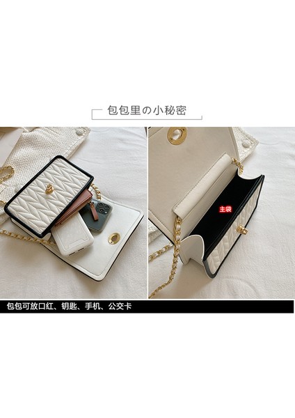 Zincir Moda Küçük Çanta Kadın Yeni Basit Doku Küçük Kare Çanta Internet Ünlü Yabancı Stil Tek Omuz Crossbody Çanta (Yurt Dışından) fırsatları