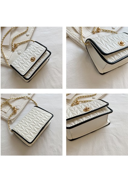 Zincir Moda Küçük Çanta Kadın Yeni Basit Doku Küçük Kare Çanta Internet Ünlü Yabancı Stil Tek Omuz Crossbody Çanta (Yurt Dışından) indirimleri