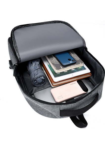 Laptop Çantası Iş Rahat Erkek Sırt Çantası USB Şarj Basit Moda Büyük Kapasiteli Sırt Çantası (Yurt Dışından)