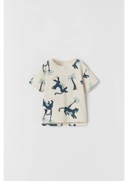 Erkek Çocuk Kaplan Baskılı Tişört Şort Takım modelleri