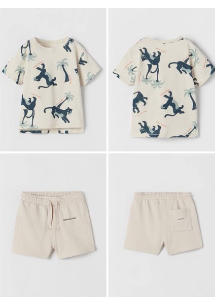 Erkek Çocuk Kaplan Baskılı Tişört Şort Takım fırsatları