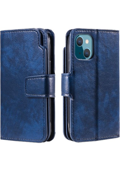 IPhone 15 Için Kılıf Artı Kickstand Pu Deri 9 Kart Yuvaları Cüzdan Manyetik (Yurt Dışından)