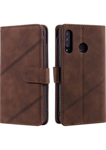 Huawei P30 Lite Kart Tutucu Kickstand Manyetik Pu Deri Cüzdan Için Kılıf (Yurt Dışından)