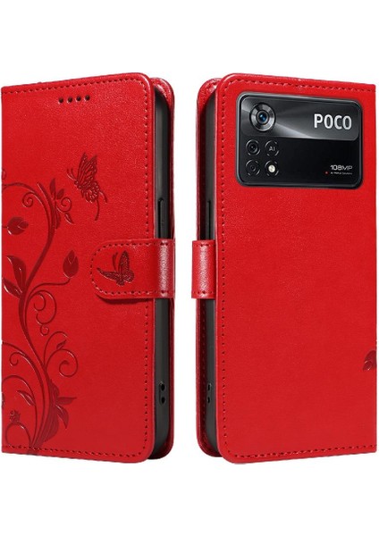 Xiaomi Poco X4 Pro 5g Kabartmalı Kelebek Deri (Yurt Dışından)