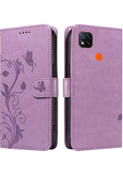 Xiaomi Redmi 9c Için Kılıf Deri Kabartmalı Kelebek Cüzdan (Yurt Dışından)