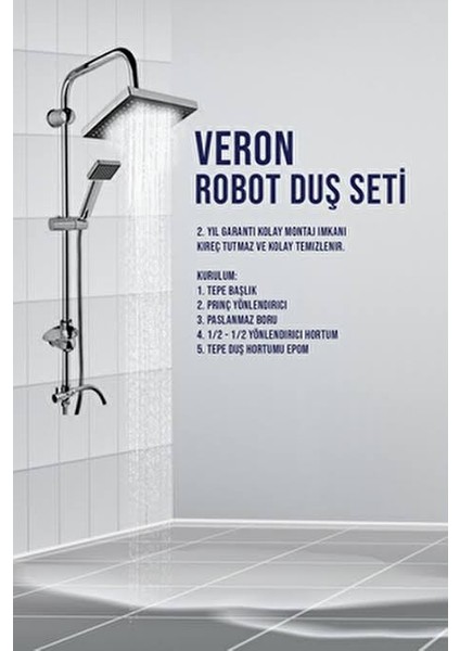 Robot Duş Seti Tepe Duş Başlığı Seti