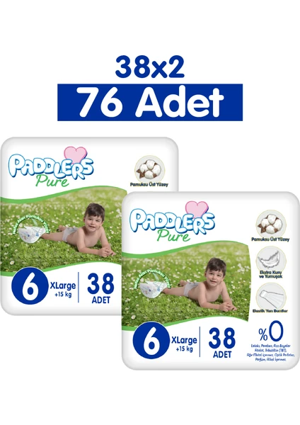 Pure Bebek Bezi 6 Numara X-Large 76 Adet 2'li Jumbo Set