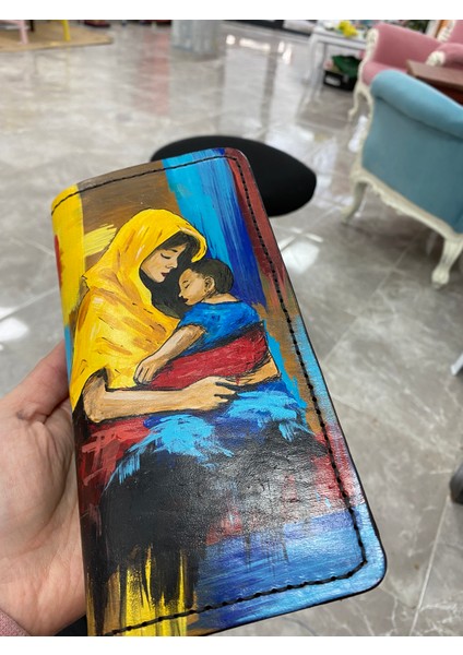 Anne Bebek Tasarımlı Deri Cüzdan Bol Gözlü Kullanışlı