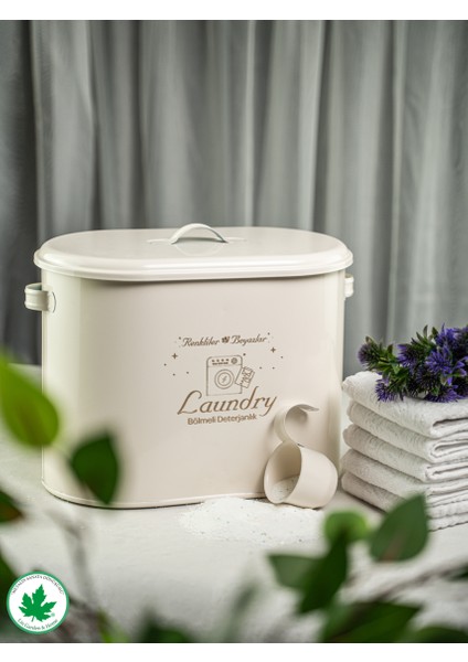 Bölmeli Metal Kapaklı Ölçekli Deterjanlık, Toz Deterjanlık Saklama, Banyo Düzenleyici, (Laundry Baskılı) LN1258 fiyatları