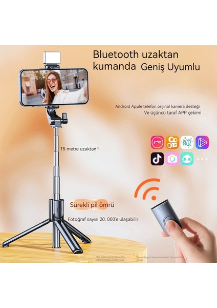 Bluetooth Selfie Çubuğu Mini El Tipi Cep Telefonu Tripodu Taşınabilir Fotoğraf Teleskopik Direk (Yurt Dışından)