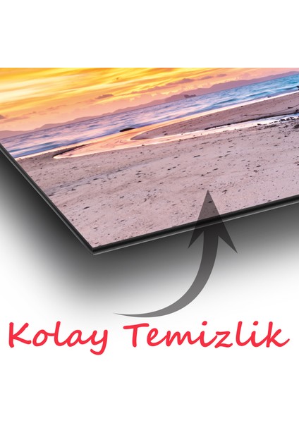 Deniz ve Tekne Manzara Panoramik Cam Tablo, Modern Ev Ofis Yatak Odası Duvar Dekoru, Hediyelik Tablo