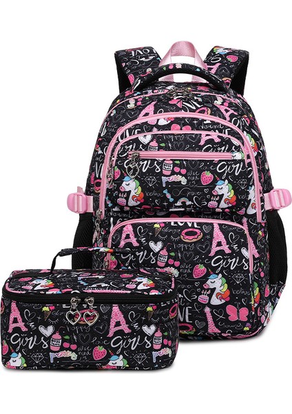 Kız Hafif Omurga Çocuk Omuz Çantası/ilkokul Okul Çantası, Iki Parçalı Set DL161 (Yurt Dışından)