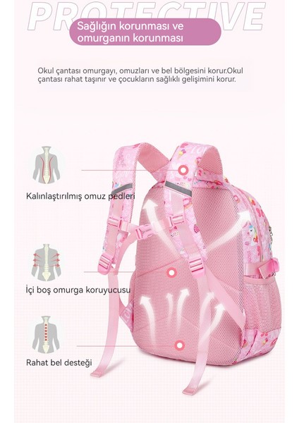 Kız Hafif Omurga Çocuk Omuz Çantası/ilkokul Okul Çantası, Iki Parçalı Set DL161 (Yurt Dışından)