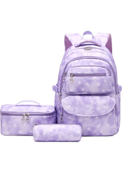 Kız Hafif Omurga Çocuk Omuz Sırt Çantası/ilköğretim Okulu Okul Çantası/ortaokul Sırt Çantası, Üç Parça Seti DL155 (Yurt Dışından)
