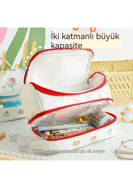 Yeni Çizgi Film Büyük Kapasiteli Çift Katmanlı Kalem Çantası/dıy Yaratıcı Sevimli Öğrenci Kırtasiye Kutusu Kalem Kutusu DL241 (Yurt Dışından)