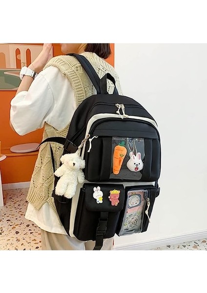 Açık Sırt Çantası Büyük Kapasiteli Okul Çantası Postacı Çantası 4 Parçalı Set Pembe (Yurt Dışından) modelleri