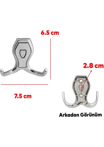 Galata Askı Vestiyer Mobilya Duvar Askısı Metal Dolap Elbise Askılığı Krom Renk Krom Kapaklı 4 Adet