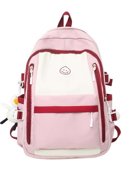 Yucama Schoolbag Büyük Kapasiteli Sırt Çantası Basit Ortaokul Öğrencisi Yükünü Azaltan Rahat Sırt Çantası - Pembe (Yurt Dışından)