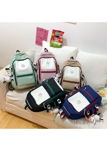Yucama Schoolbag Büyük Kapasiteli Sırt Çantası Basit Ortaokul Öğrencisi Yükünü Azaltan Rahat Sırt Çantası - Pembe (Yurt Dışından)