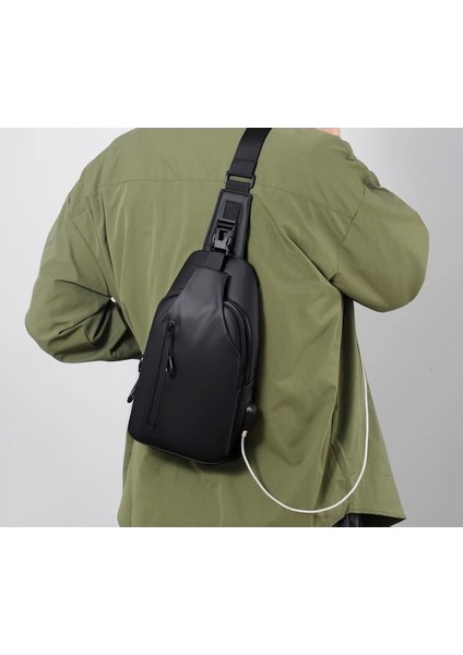 Yucama Erkek Omuz Çantası Crossbody Çanta Spor Çantası Çanta Su Geçirmez Göğüs Çantası Su Geçirmez Bel Çantası Yumuşak Kumaş - Black (Yurt Dışından)