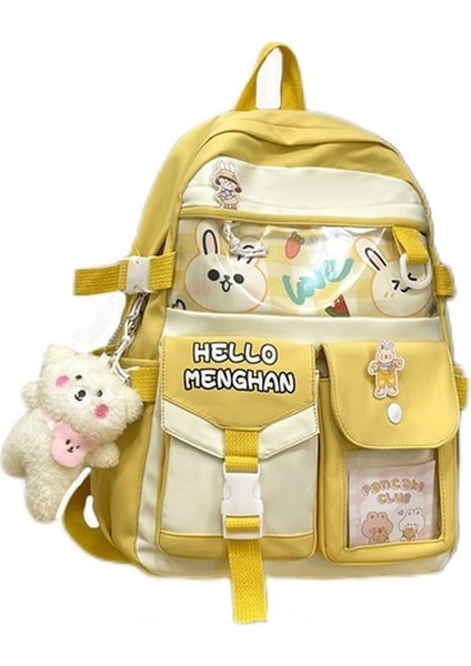 Yucama Lise Öğrencileri ve Üniversite Öğrencileri Için Okul Çantası Büyük Kapasiteli Sırt Çantası - Sarı (Yurt Dışından)