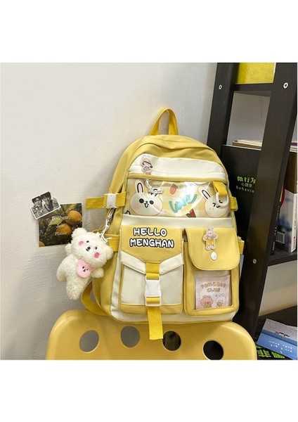 Yucama Lise Öğrencileri ve Üniversite Öğrencileri Için Okul Çantası Büyük Kapasiteli Sırt Çantası - Sarı (Yurt Dışından) fiyatları