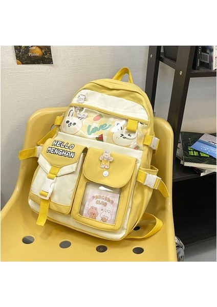 Yucama Lise Öğrencileri ve Üniversite Öğrencileri Için Okul Çantası Büyük Kapasiteli Sırt Çantası - Sarı (Yurt Dışından) modelleri
