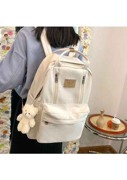 Heamor Büyük Kapasiteli ve Çok Bölmeli Kumaş Okul Çantası Seyahat Hediyesi Naylon Omuz Çantası Sırt Çantası, Siyah, 32 12 42CM - Şarap Kırmızısı (Yurt Dışından)