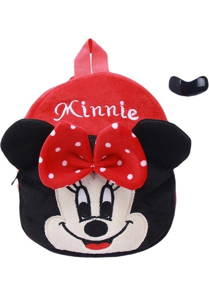 Kırmızı Minnie Desenli Peluş Çocuk Okul Sırt Çantası, Anaokul Çantası 001 (Yurt Dışından)
