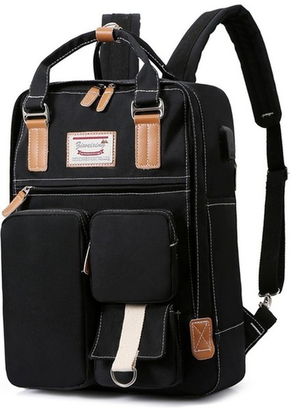 Yucama Çok Bölmeli Sırt Çantası - Siyah (Yurt Dışından)