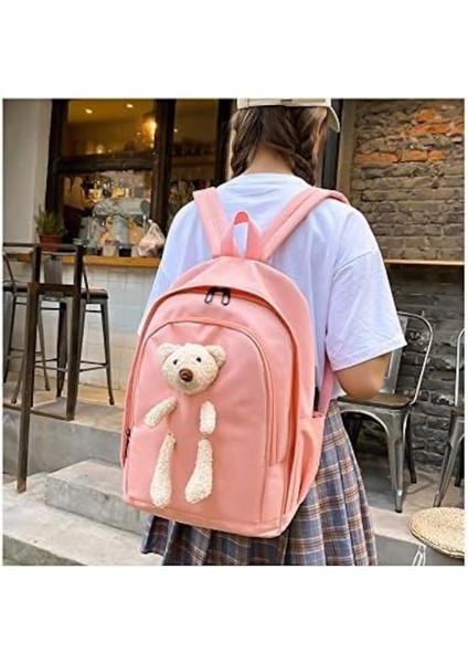 Yucama 4 Parça Öğrenci Okul Çantası Seyahat Sırt Çantası Büyük Kapasiteli Dayanıklı Ortaokul Öğrencilerinin Okul Çantası - Pink (Yurt Dışından) modelleri