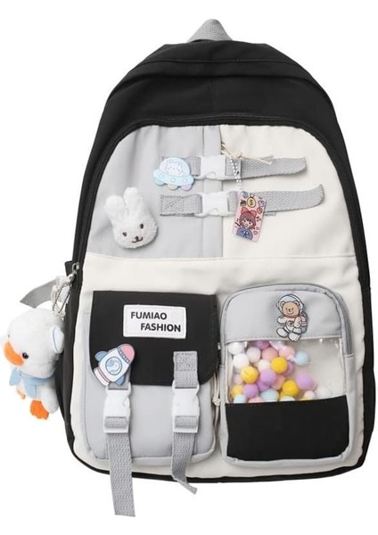 Yucama Sırt Çantası Omuz Çantası Ortaokul Öğrenci Okul Çantası Çok Bölmeli Büyük Kapasiteli Sırt Çantası - Black (Yurt Dışından)