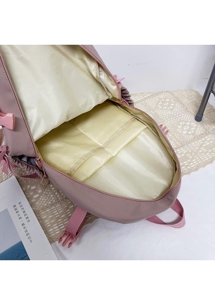Heamor Qoco Kawaii Raptiye ve Aksesuarlı Sırt Çantası, Kawaii Sırt Çantası, Harajuku Kawaii Bag Estetik Okul Sırt Çantası, Sevimli Öğrenci Kitap Çantası, Genç Kızlar Için - 01-Bej (Yurt Dışından)