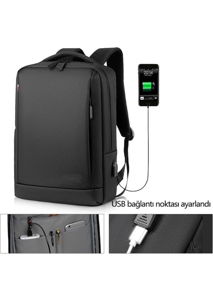 Heamor Erkek Iş Sırt Çantası Laptop Sırt Çantası Öğrenci Okul Çantası - Siyah (Yurt Dışından)