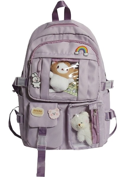 Büyük Kapasiteli Lise Öğrencisi Sırt Çantası Ins Japon Ortaokul Öğrencisi Okul Çantası Kadın Kore Versiyonu Şık Orman Kız Sırt Çantası - Mor (Yurt Dışından)