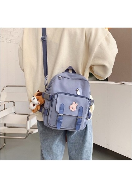 Yucama Dake Moda Sırt Çantası Kadın Kawaii Omuz Çantası Genç Kızlar Için Çok Fonksiyonlu Küçük Sırt Çantası - Mavi (Yurt Dışından)