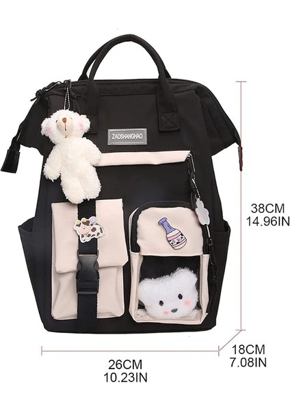 Heamor Sevimli Aksesuarlarla Kawaii Sırt Çantası Kawaii Pin Büyük Kapasiteli Kız Okul Çantası Sırt Çantası Çok Cepli Asılı Ayı - Pembe (Yurt Dışından) fırsatları