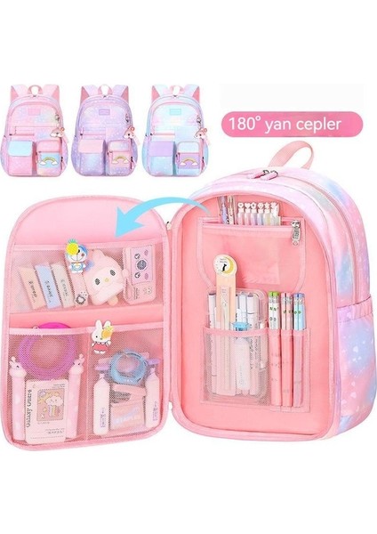 Yucama Ilkokul Öğrencileri Ortaokul Öğrencileri Büyük Kapasiteli Okul Çantası Seyahat Sırt Çantası - Açık Mavi (Yurt Dışından) modelleri