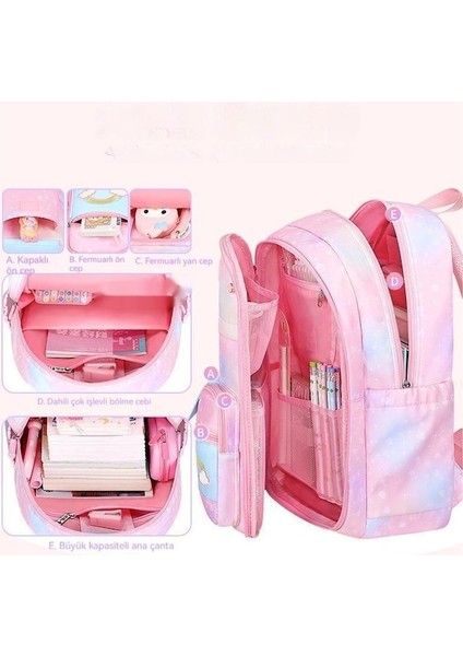 Yucama Ilkokul Öğrencileri Ortaokul Öğrencileri Büyük Kapasiteli Okul Çantası Seyahat Sırt Çantası - Açık Mavi (Yurt Dışından) fırsatları